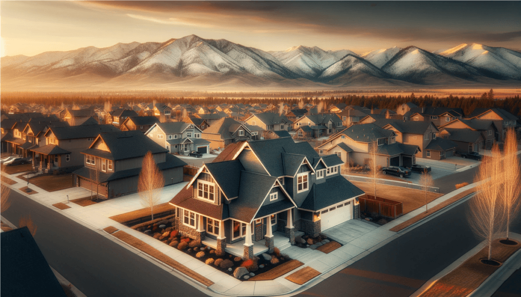 illustrated home with mountains