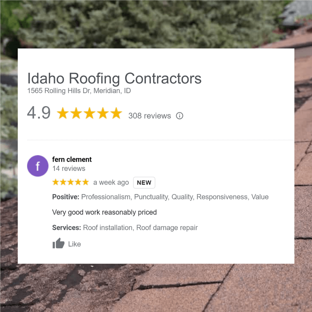 boise idaho roofing contractors google review five star